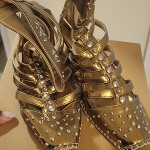 Gold Strappy Women's Shoes